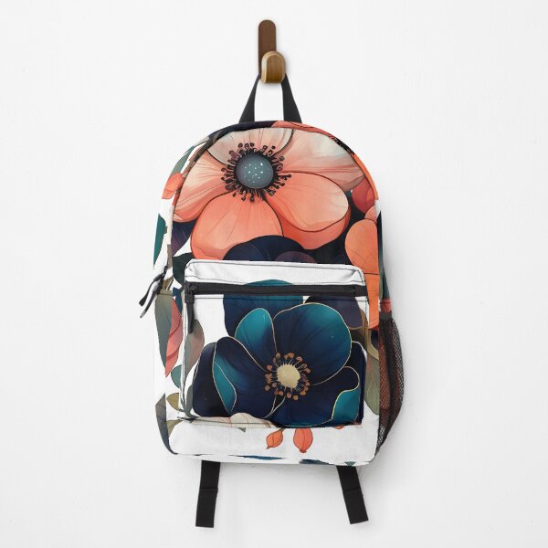 Item preview, Navy Teal Coral Anemone Bouquet - Jewel Tone Romantic Floral Art Print designed and sold by DesignArtist.ia.