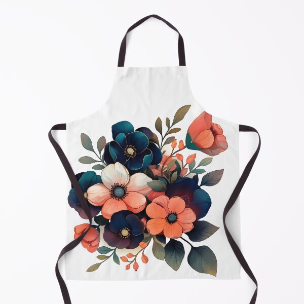 Item preview, Navy Teal Coral Anemone Bouquet - Jewel Tone Romantic Floral Art Print designed and sold by DesignArtist.ia.