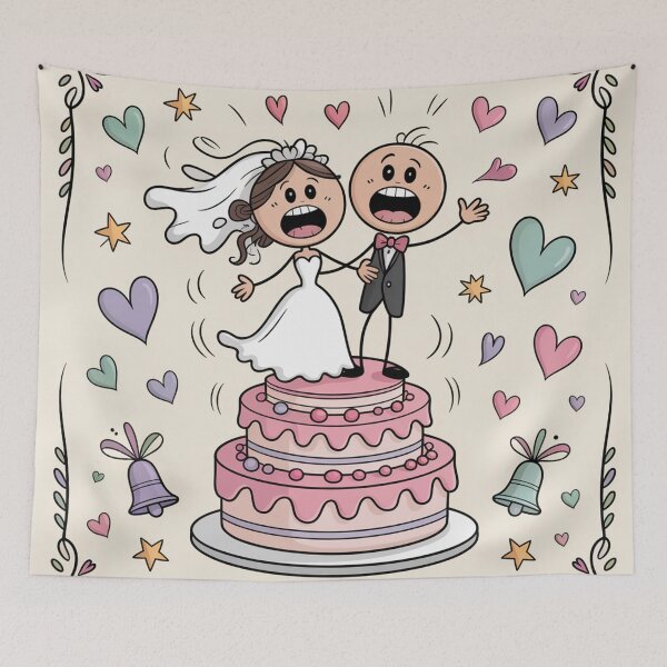 Item preview, Shocked Cake Topper Bride & Groom - Hilarious Whimsical Wedding Cartoon designed and sold by Midnight Veil Designs.