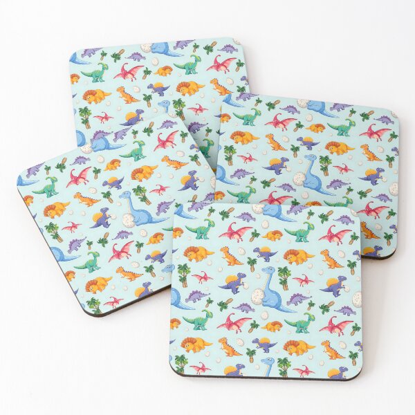 Item preview, Dinosaur Seamless Pattern with Eggs and Palm Trees designed and sold by Paulocdias.