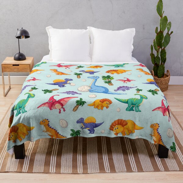 Item preview, Dinosaur Seamless Pattern with Eggs and Palm Trees designed and sold by Paulocdias.