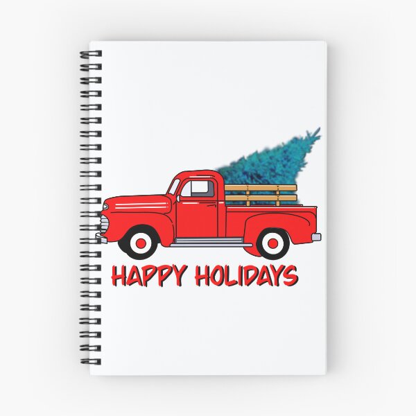Item preview,  Vintage red pick-up truck drawing, holiday design, Christmas tree designed and sold by hollycooper.