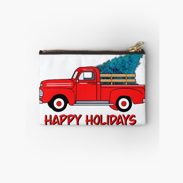 Item preview,  Vintage red pick-up truck drawing, holiday design, Christmas tree designed and sold by hollycooper.