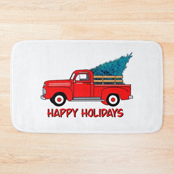 Item preview,  Vintage red pick-up truck drawing, holiday design, Christmas tree designed and sold by hollycooper.