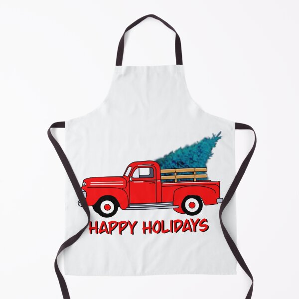 Item preview,  Vintage red pick-up truck drawing, holiday design, Christmas tree designed and sold by hollycooper.