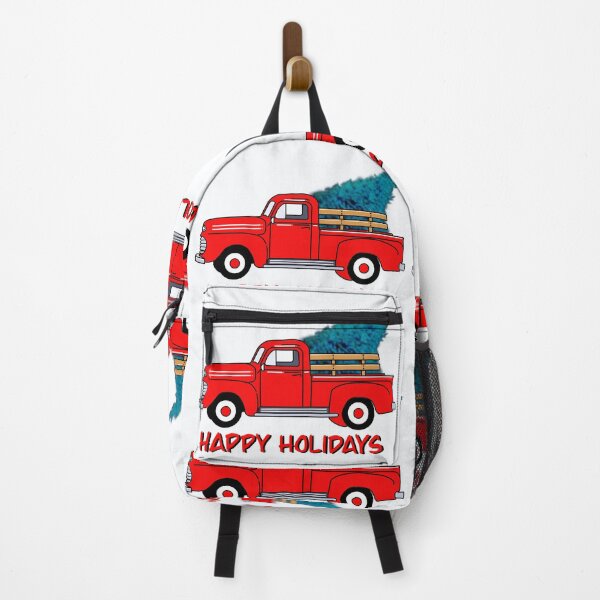 Item preview,  Vintage red pick-up truck drawing, holiday design, Christmas tree designed and sold by hollycooper.