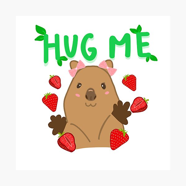 Item preview, Hug Me Strawberry Quokka | Cute Animal Art designed and sold by PawfectlyBless.