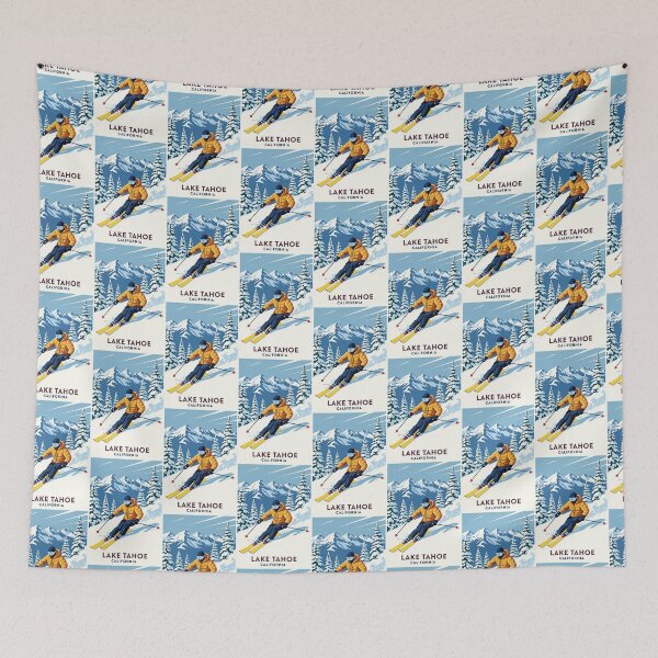 Item preview, Lake Tahoe California Vintage Winter Skiing Travel Poster designed and sold by TeeARTHY.