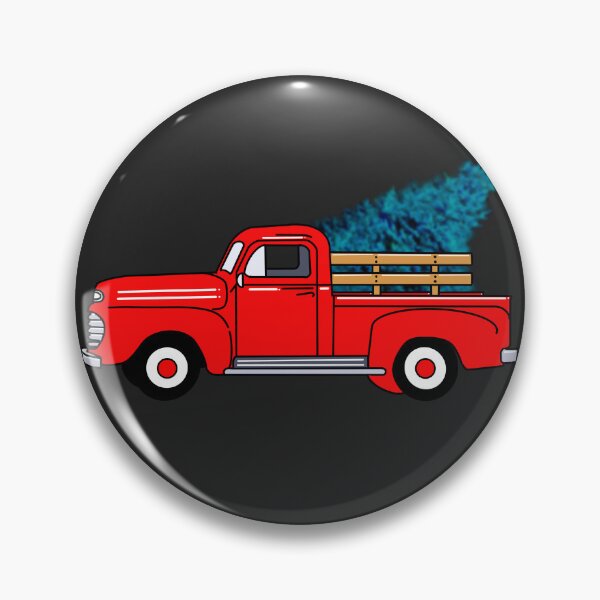 Item preview, Vintage red pick-up truck drawing, holiday design, Christmas tree designed and sold by hollycooper.