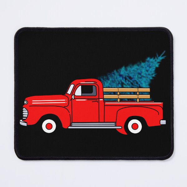 Item preview, Vintage red pick-up truck drawing, holiday design, Christmas tree designed and sold by hollycooper.