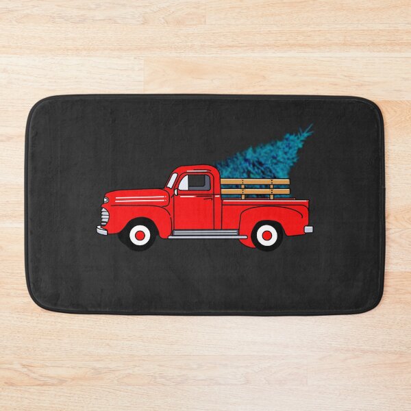 Item preview, Vintage red pick-up truck drawing, holiday design, Christmas tree designed and sold by hollycooper.
