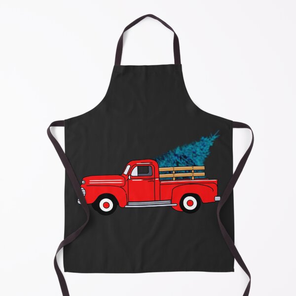 Item preview, Vintage red pick-up truck drawing, holiday design, Christmas tree designed and sold by hollycooper.