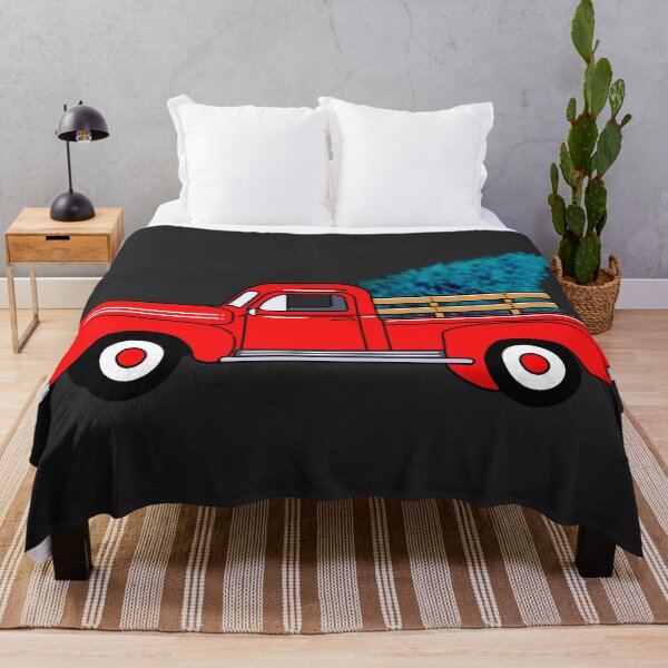 Item preview, Vintage red pick-up truck drawing, holiday design, Christmas tree designed and sold by hollycooper.