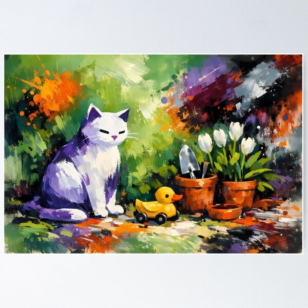 Item preview, Playful Cat Among Garden Accents designed and sold by cuprum.