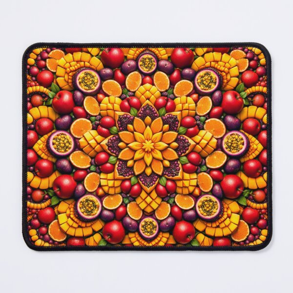 Item preview, Tropical Fruit Fractal Mandala – Vibrant Apple, Mango, Orange & Passion Fruit Geometric Art Design designed and sold by Fabrifrank.