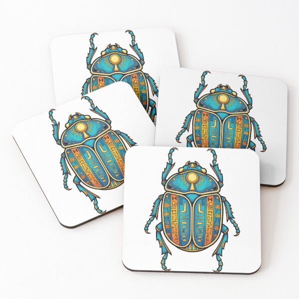 Item preview, Sacred Golden Scarab: Ancient Egyptian Beetle Hieroglyphs  | Ancient Egypt Art designed and sold by GulfSignature.