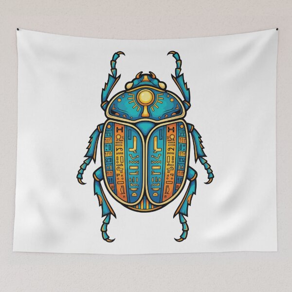 Item preview, Sacred Golden Scarab: Ancient Egyptian Beetle Hieroglyphs  | Ancient Egypt Art designed and sold by GulfSignature.