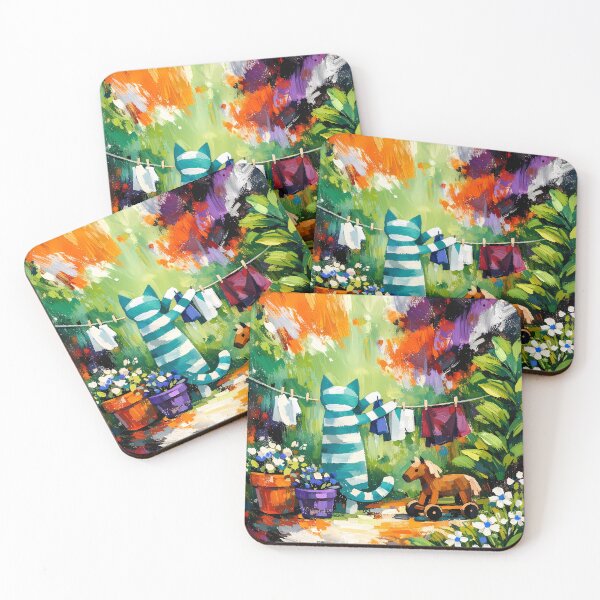 Item preview, Whimsical Garden with Cat and Toy designed and sold by cuprum.