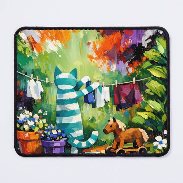 Item preview, Whimsical Garden with Cat and Toy designed and sold by cuprum.