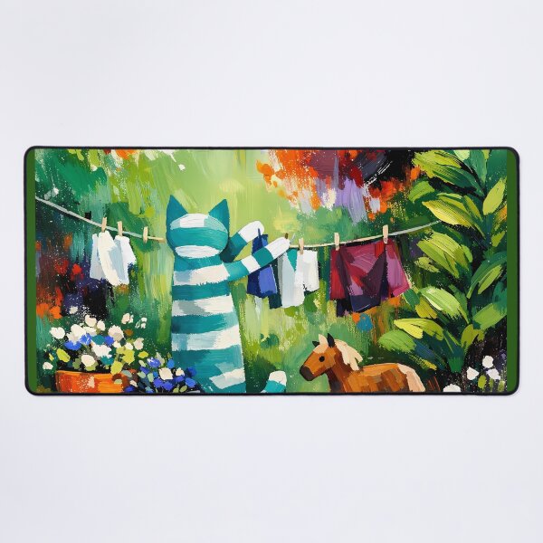 Item preview, Whimsical Garden with Cat and Toy designed and sold by cuprum.