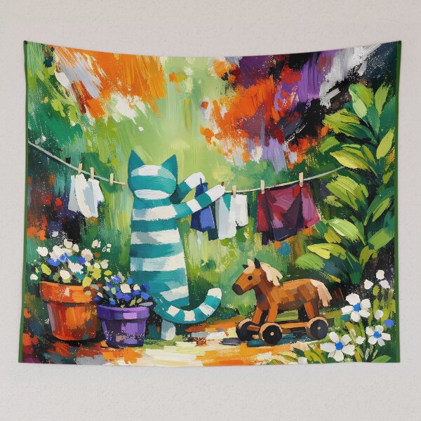 Item preview, Whimsical Garden with Cat and Toy designed and sold by cuprum.