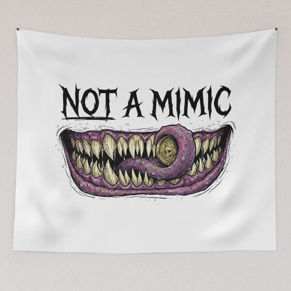 Item preview, Not A Mimic Funny Monster Mouth Gold Coin Tabletop RPG designed and sold by Fenay Designs.