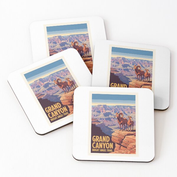 Item preview, Grand Canyon Bright Angel Trail Vintage Travel Poster with Bighorn Sheep designed and sold by TeeARTHY.