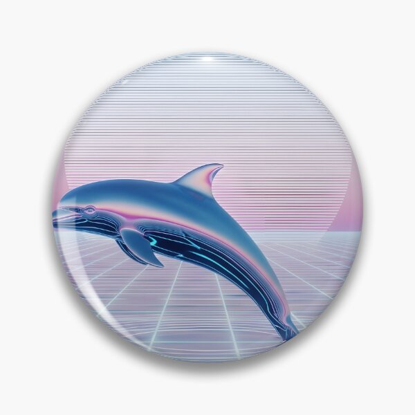 Item preview, Neon Chrome Dolphin - Vaporwave Seapunk Sunset designed and sold by powersunlight.