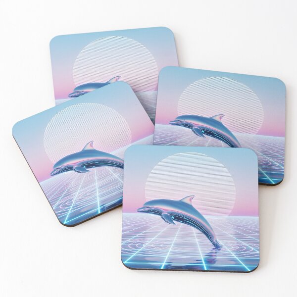 Item preview, Neon Chrome Dolphin - Vaporwave Seapunk Sunset designed and sold by powersunlight.