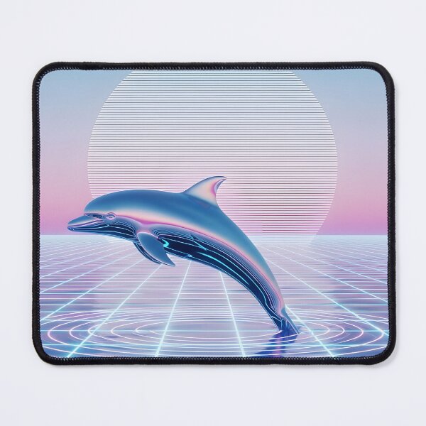 Item preview, Neon Chrome Dolphin - Vaporwave Seapunk Sunset designed and sold by powersunlight.
