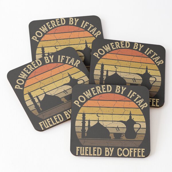 Item preview, Powered By Iftar Fueled By Coffee - Retro Sunset Ramadan Design designed and sold by chihab21.