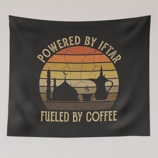 Item preview, Powered By Iftar Fueled By Coffee - Retro Sunset Ramadan Design designed and sold by chihab21.