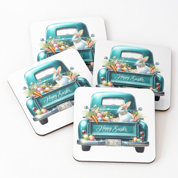 Item preview, Happy Easter Spring Truck Design, Easter Cute Bunny, Floral Truck Art, Vintage Spring Paster Truck designed and sold by gabrielakrall.