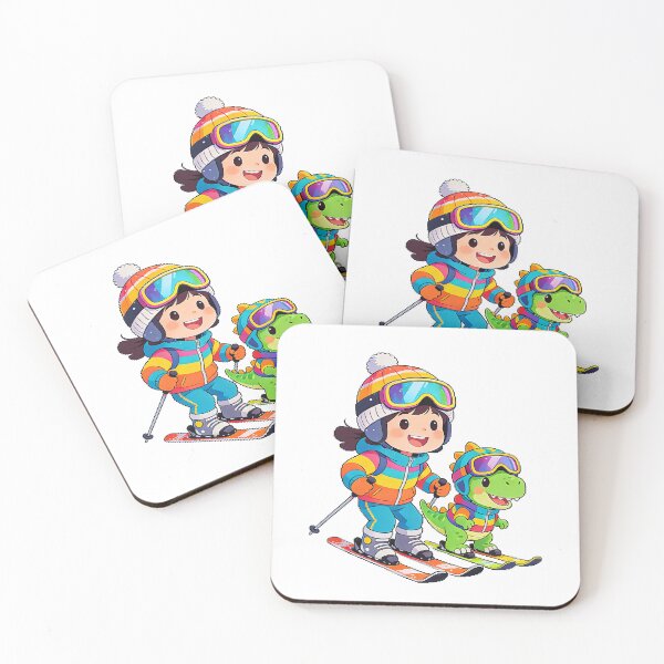 Item preview, Skiing Girl and Dino Buddy - Winter Adventure Duo designed and sold by PrintStichCo.