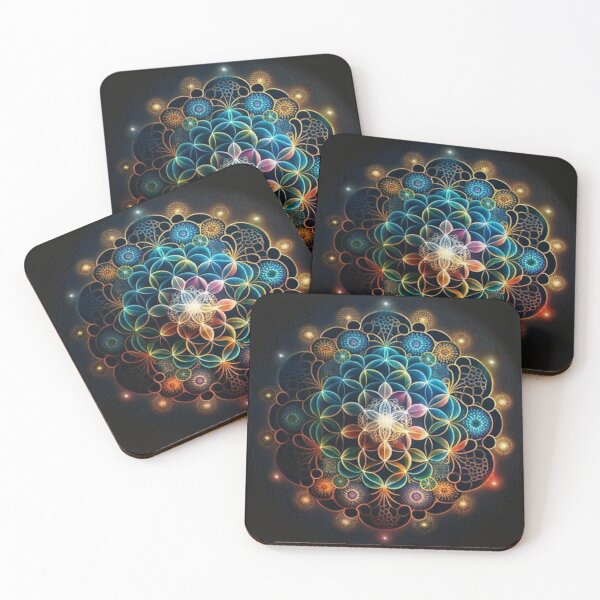 Item preview, Colorful Sacred Geometry Mandala – Flower of Life Cosmic Spiritual Art  designed and sold by Feminine Energy Studio .