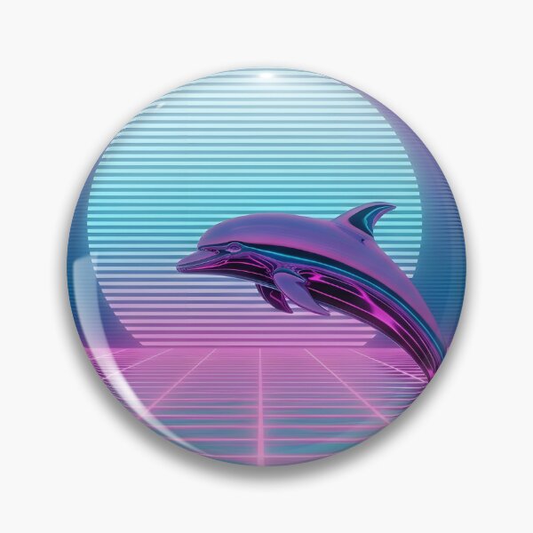 Item preview, Neon Chrome Dolphin - Vaporwave Seapunk Sunset designed and sold by powersunlight.
