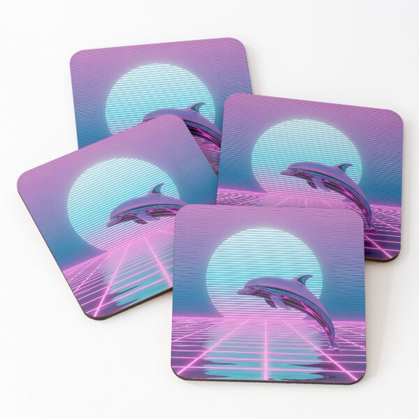 Item preview, Neon Chrome Dolphin - Vaporwave Seapunk Sunset designed and sold by powersunlight.