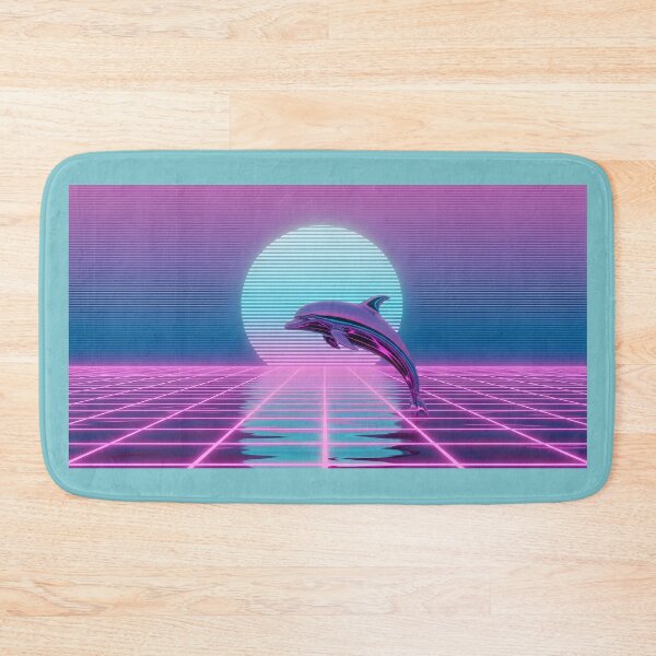 Item preview, Neon Chrome Dolphin - Vaporwave Seapunk Sunset designed and sold by powersunlight.
