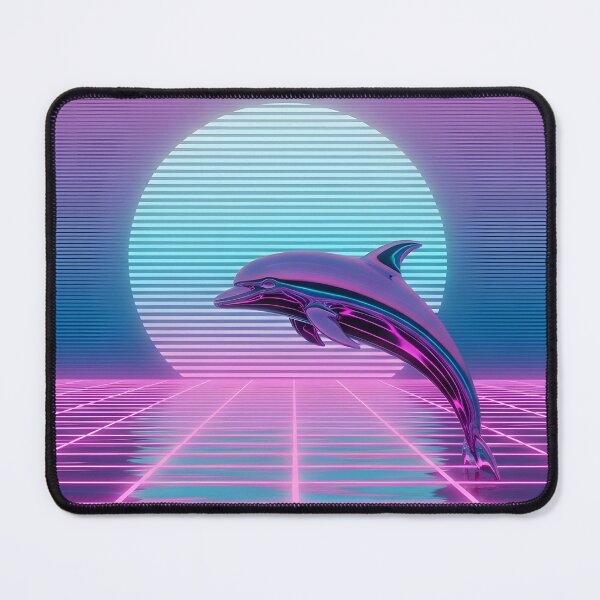 Item preview, Neon Chrome Dolphin - Vaporwave Seapunk Sunset designed and sold by powersunlight.