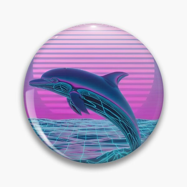 Item preview, Neon Chrome Dolphin - Vaporwave Seapunk Sunset designed and sold by powersunlight.