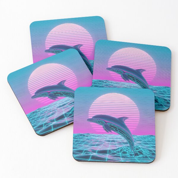 Item preview, Neon Chrome Dolphin - Vaporwave Seapunk Sunset designed and sold by powersunlight.
