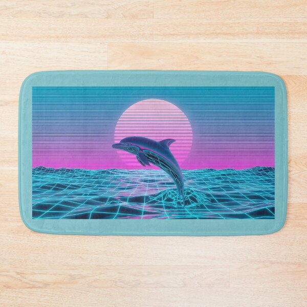 Item preview, Neon Chrome Dolphin - Vaporwave Seapunk Sunset designed and sold by powersunlight.