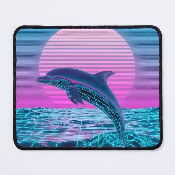 Item preview, Neon Chrome Dolphin - Vaporwave Seapunk Sunset designed and sold by powersunlight.