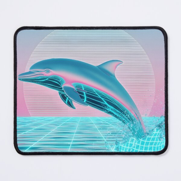 Item preview, Neon Chrome Dolphin - Vaporwave Seapunk Sunset designed and sold by powersunlight.
