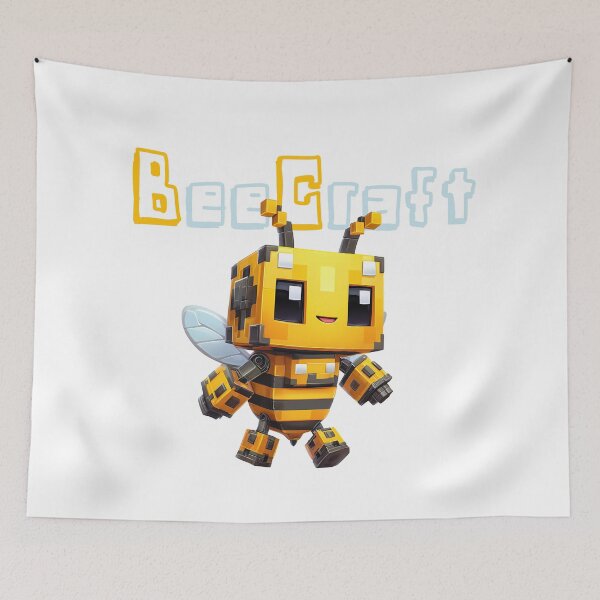 Item preview, BeebeeCraft Minecraft Bee Robot - Cute Pixel Mecha Bee Art Print designed and sold by DesignArtist.ia.