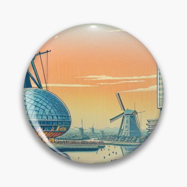 Item preview, Eindhoven Ukiyo‑e Art Print | Evoluon Dutch Landscape Japanese Style designed and sold by Vandy Fullam.