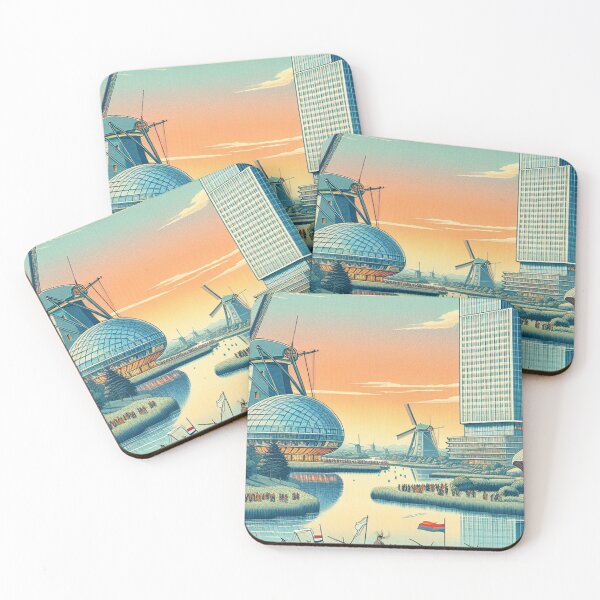Item preview, Eindhoven Ukiyo‑e Art Print | Evoluon Dutch Landscape Japanese Style designed and sold by Vandy Fullam.
