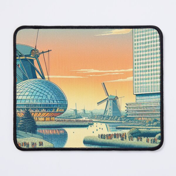 Item preview, Eindhoven Ukiyo‑e Art Print | Evoluon Dutch Landscape Japanese Style designed and sold by Vandy Fullam.