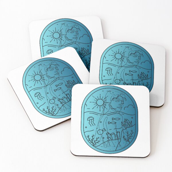 Item preview, Aquatic Horizon – Jellyfish & Sun One Line Portrait designed and sold by Kanniax.