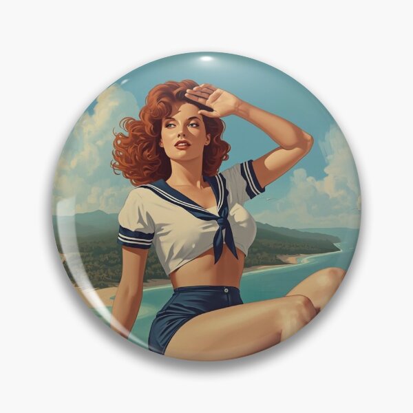 Item preview, 1940s Pin‑Up Girl Bomber Nose Art | Vintage WWII Sailor Illustration designed and sold by MissSaylor.